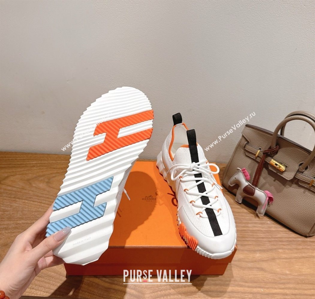 Hermes Lift slip-on sneakers in in knit and smooth calfskin White/Multicolor 2025 H252003 (XC-250708065)