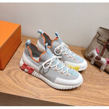 Hermes Lift slip-on sneakers in in knit and smooth calfskin Grey/Multicolor 2025 H252003 (XC-250708066)