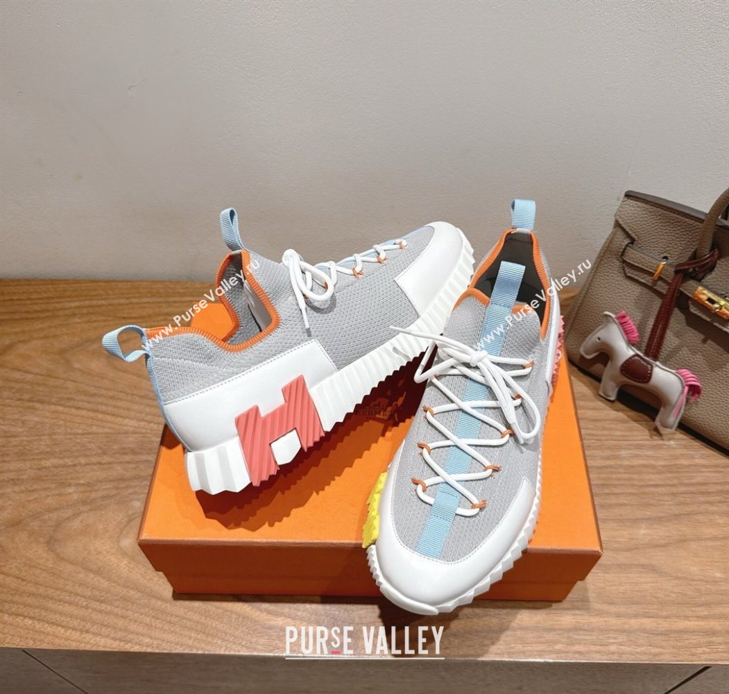 Hermes Lift slip-on sneakers in in knit and smooth calfskin Grey/Multicolor 2025 H252003 (XC-250708066)