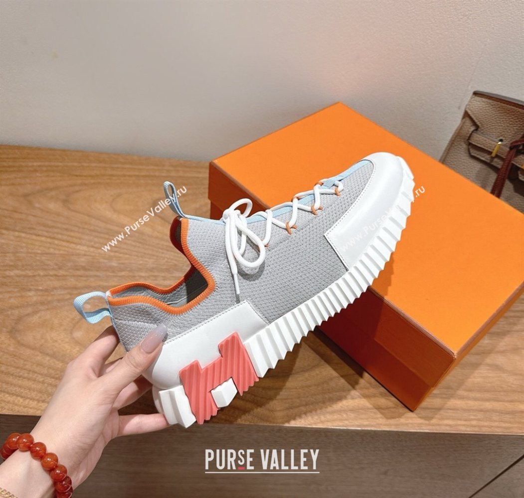 Hermes Lift slip-on sneakers in in knit and smooth calfskin Grey/Multicolor 2025 H252003 (XC-250708066)