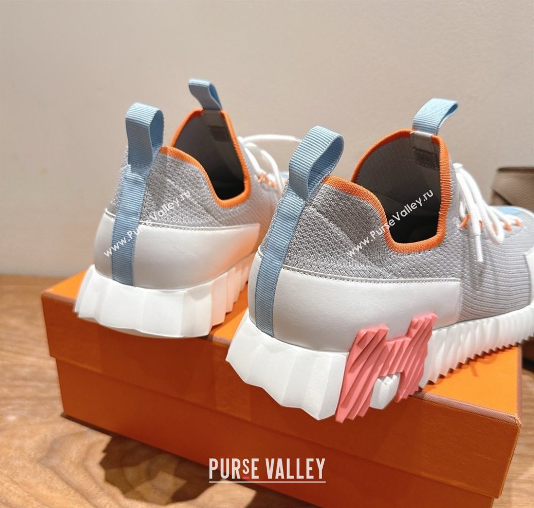 Hermes Lift slip-on sneakers in in knit and smooth calfskin Grey/Multicolor 2025 H252003 (XC-250708066)