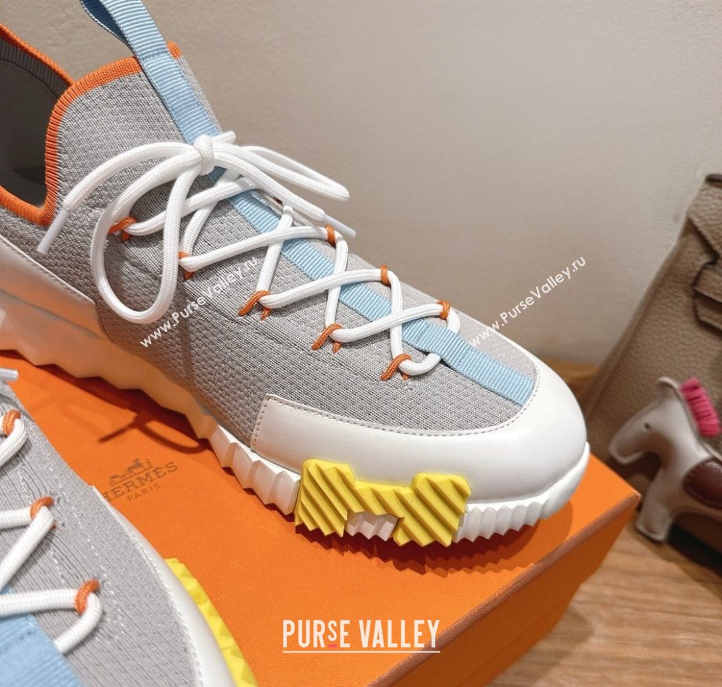 Hermes Lift slip-on sneakers in in knit and smooth calfskin Grey/Multicolor 2025 H252003 (XC-250708066)