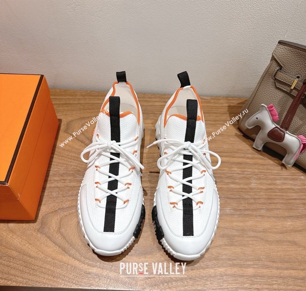 Hermes Lift slip-on sneakers in in knit and smooth calfskin White2 2025 H252003 (XC-250708068)