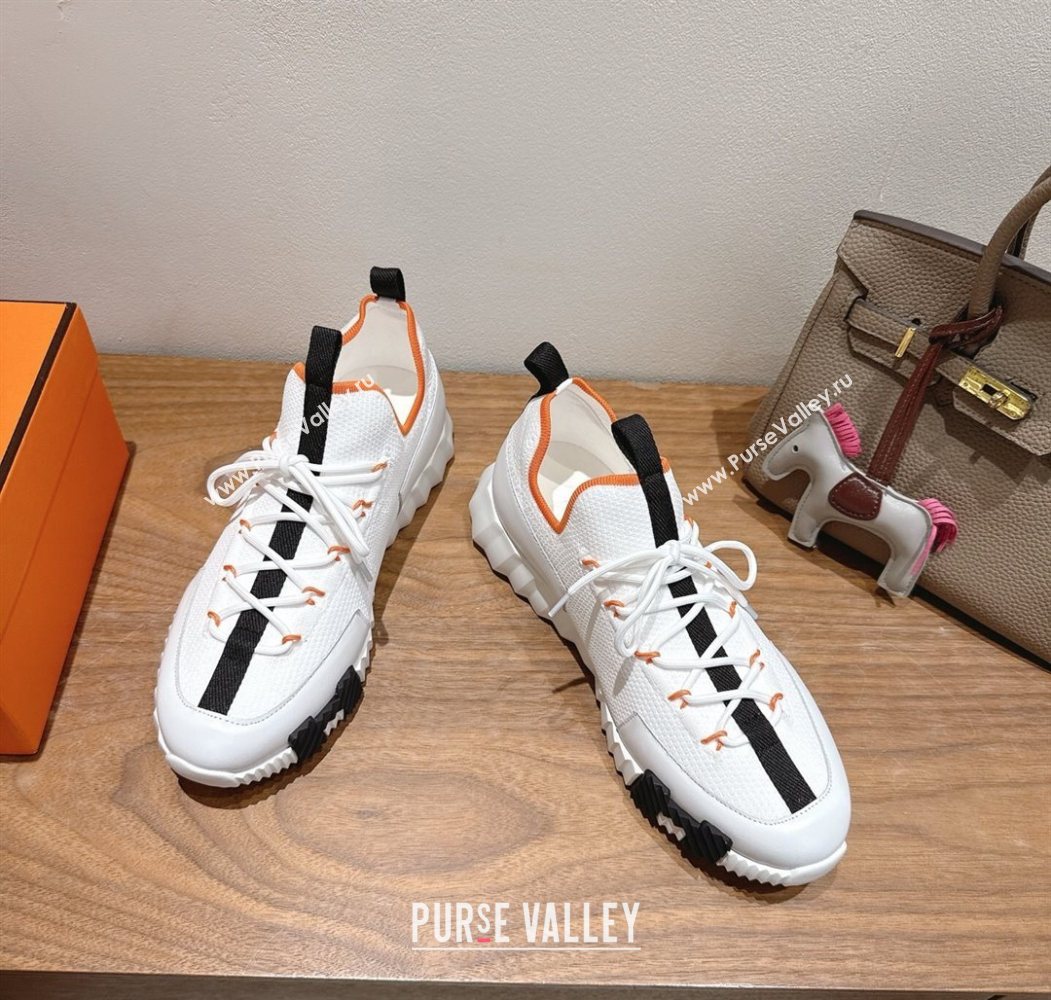 Hermes Lift slip-on sneakers in in knit and smooth calfskin White2 2025 H252003 (XC-250708068)