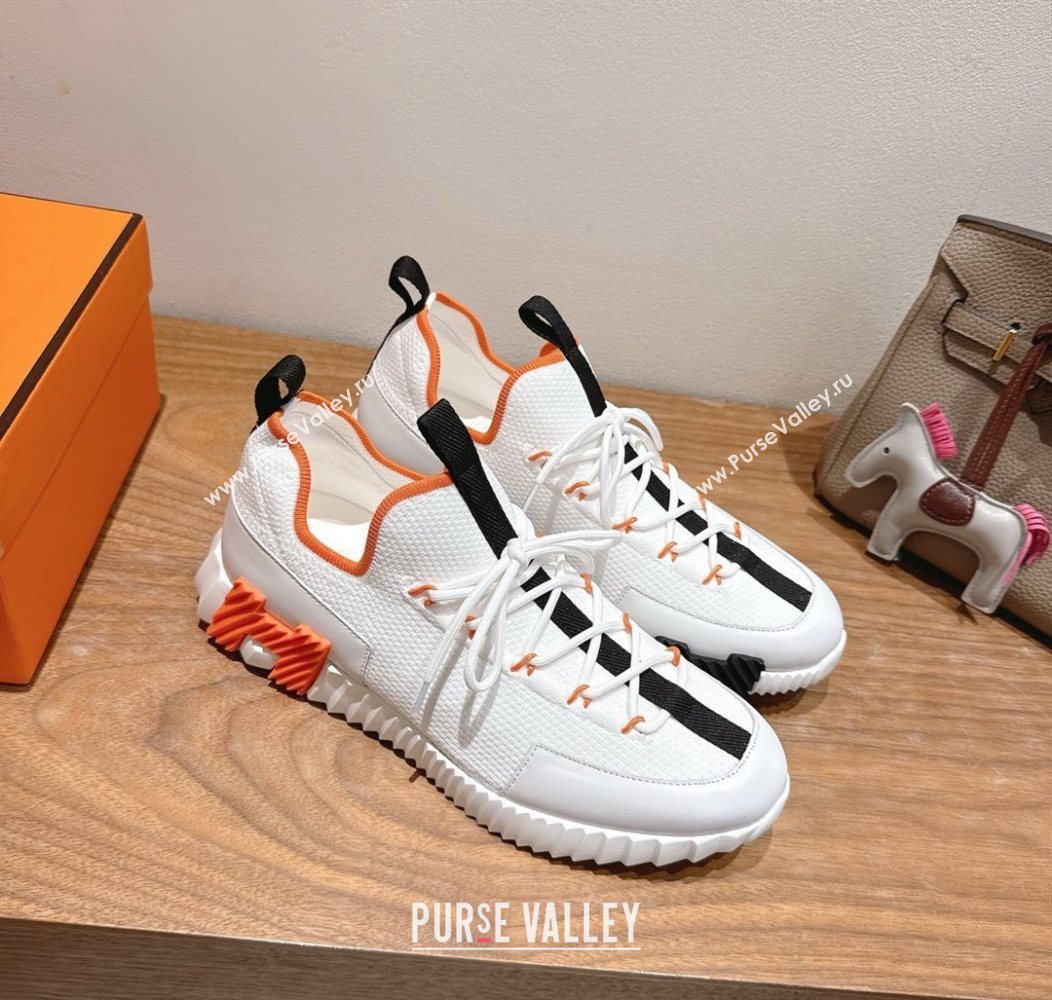 Hermes Lift slip-on sneakers in in knit and smooth calfskin White2 2025 H252003 (XC-250708068)