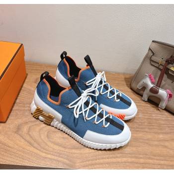 Hermes Lift slip-on sneakers in in knit and smooth calfskin light Blue 2025 H252003 (XC-250708070)