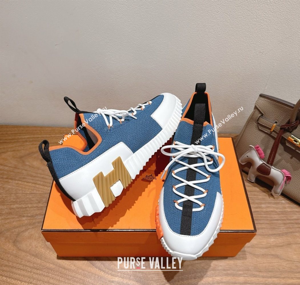 Hermes Lift slip-on sneakers in in knit and smooth calfskin light Blue 2025 H252003 (XC-250708070)