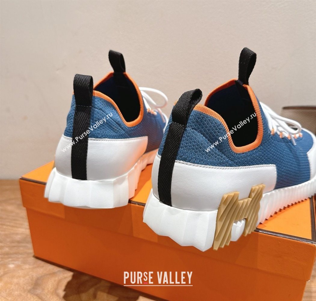 Hermes Lift slip-on sneakers in in knit and smooth calfskin light Blue 2025 H252003 (XC-250708070)