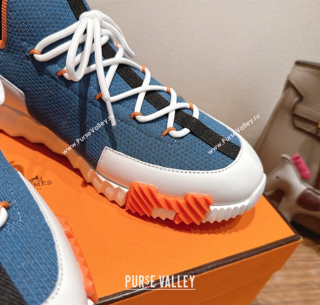 Hermes Lift slip-on sneakers in in knit and smooth calfskin light Blue 2025 H252003 (XC-250708070)