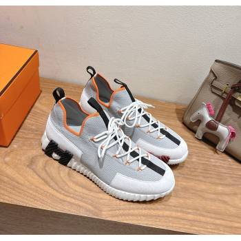 Hermes Lift slip-on sneakers in in knit and suede Grey/White 2025 H252003 (XC-250708075)
