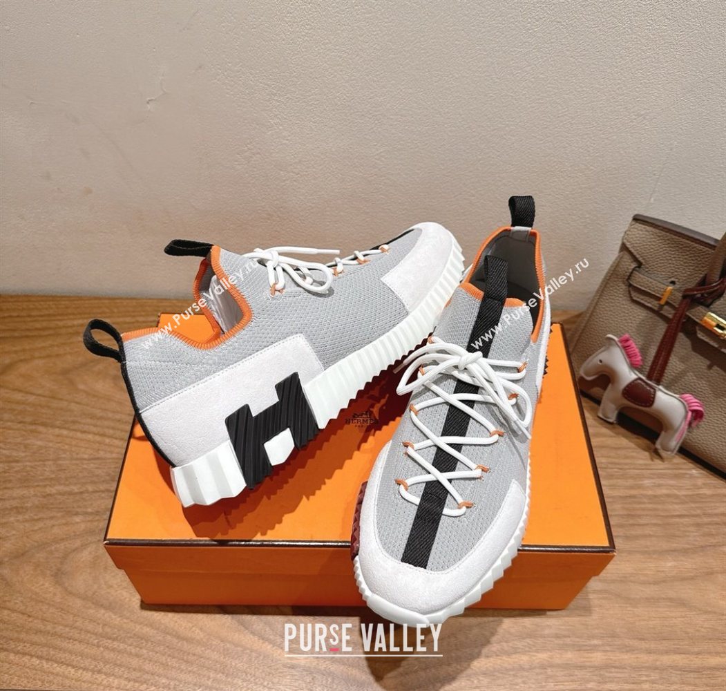 Hermes Lift slip-on sneakers in in knit and suede Grey/White 2025 H252003 (XC-250708075)