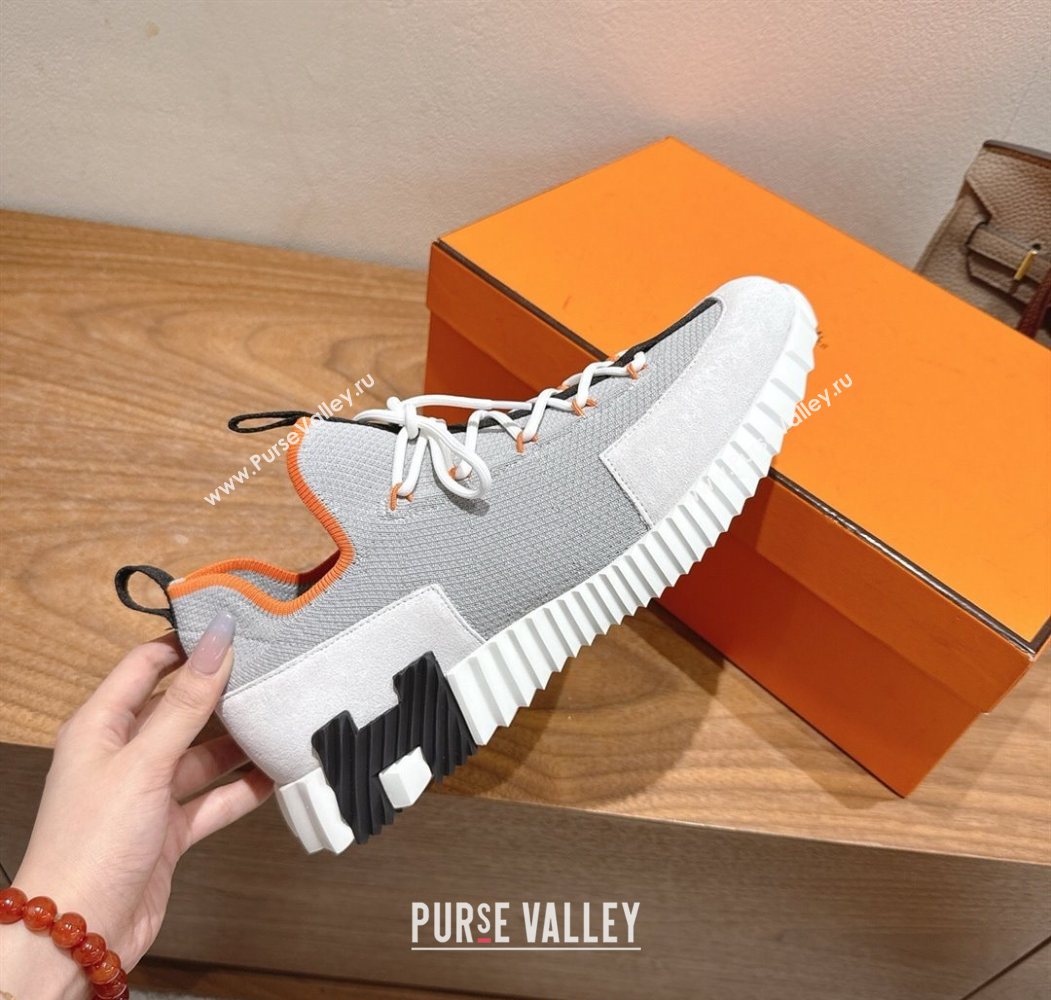 Hermes Lift slip-on sneakers in in knit and suede Grey/White 2025 H252003 (XC-250708075)