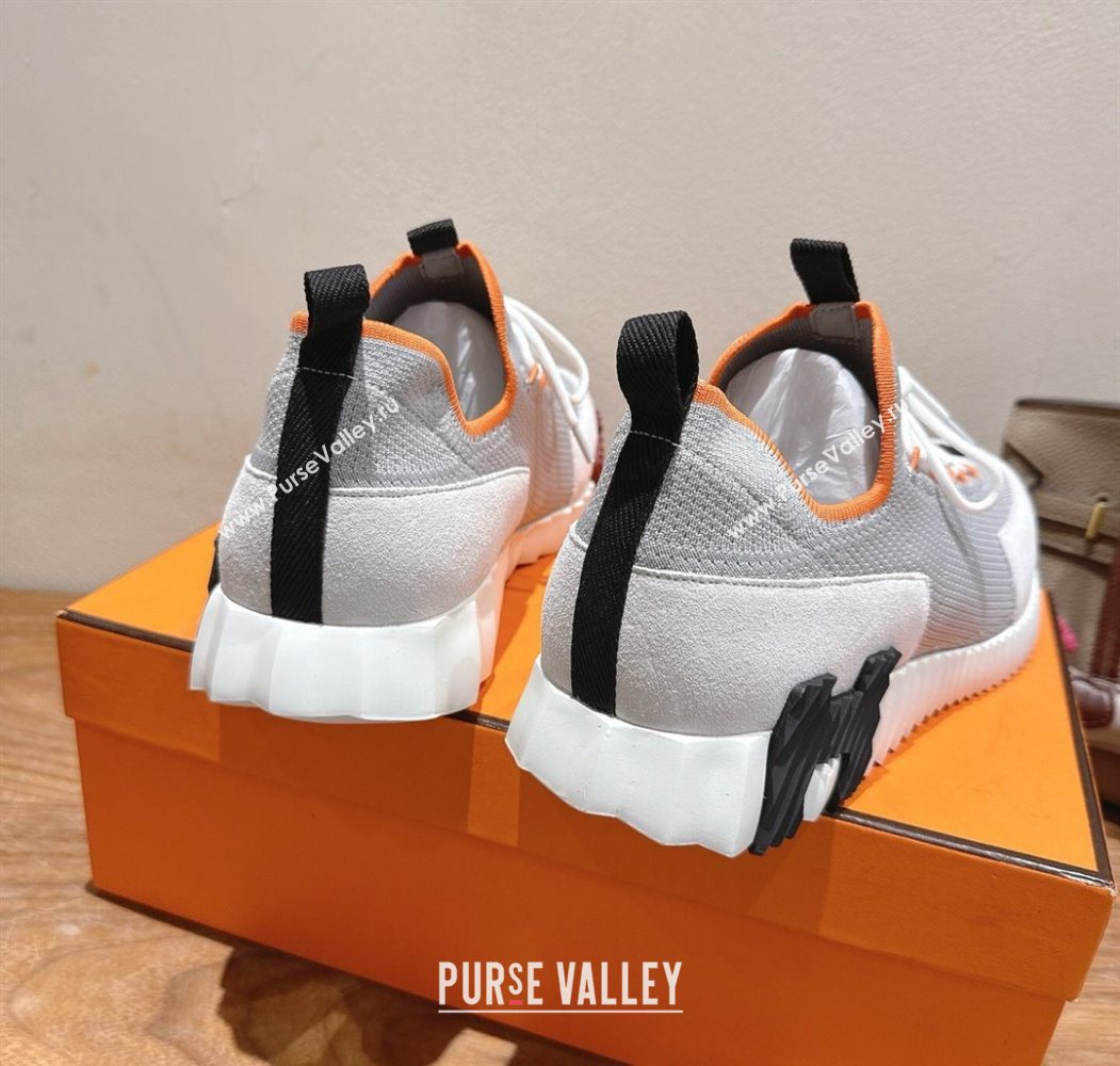 Hermes Lift slip-on sneakers in in knit and suede Grey/White 2025 H252003 (XC-250708075)