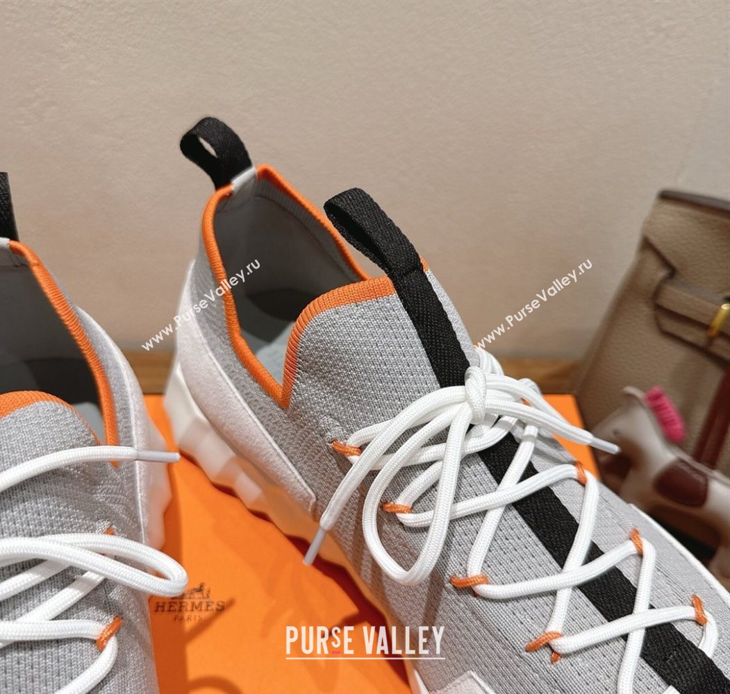 Hermes Lift slip-on sneakers in in knit and suede Grey/White 2025 H252003 (XC-250708075)