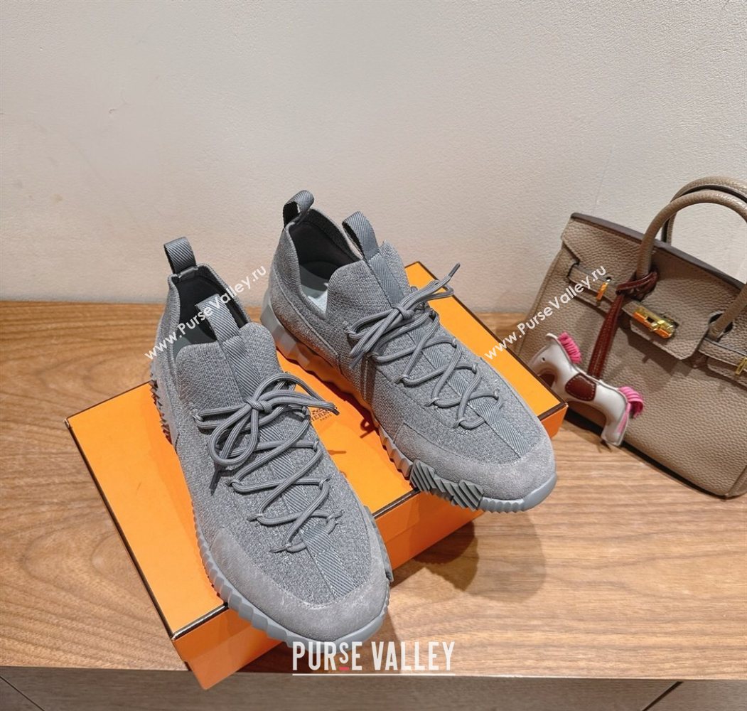 Hermes Lift slip-on sneakers in knit and suede All Grey 2025 H252003 (XC-250708077)