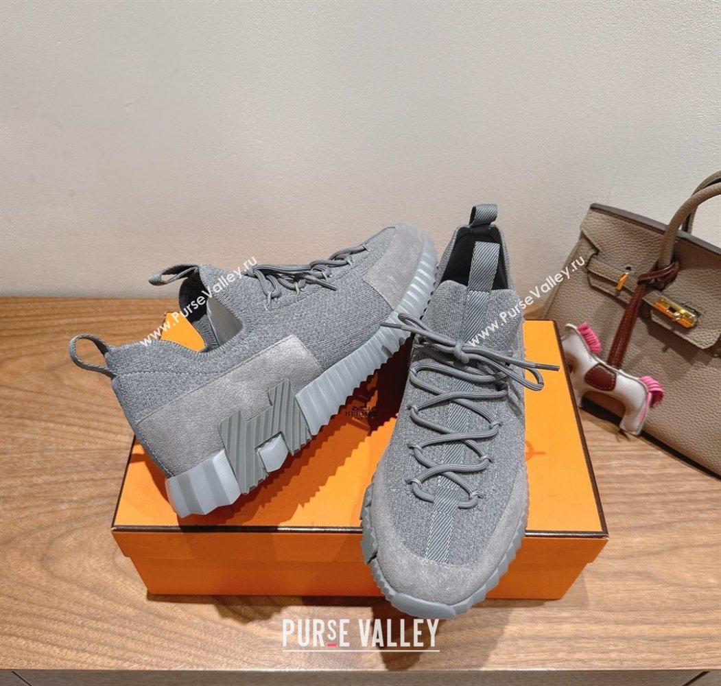 Hermes Lift slip-on sneakers in knit and suede All Grey 2025 H252003 (XC-250708077)