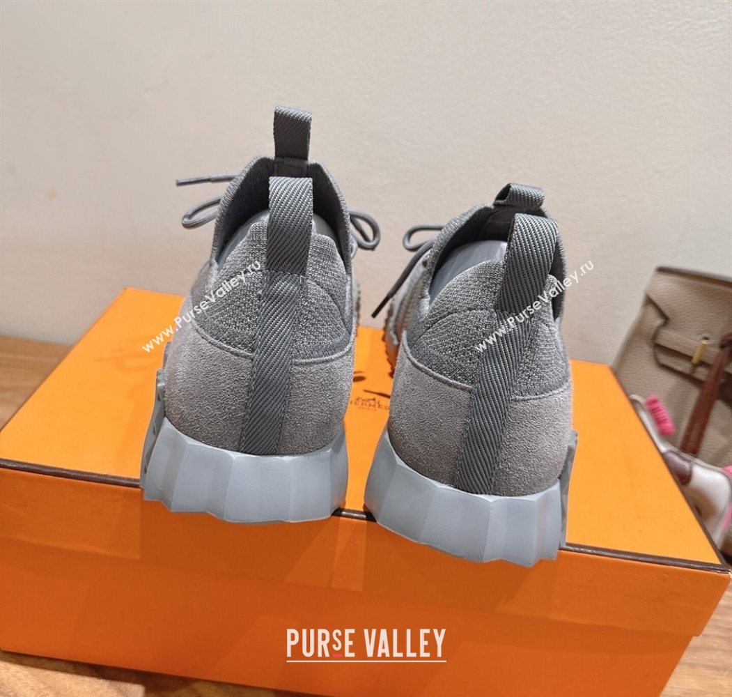 Hermes Lift slip-on sneakers in knit and suede All Grey 2025 H252003 (XC-250708077)
