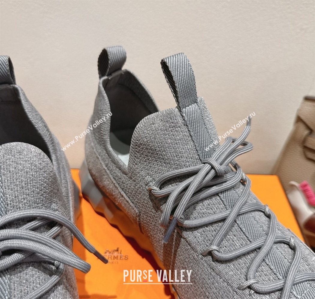 Hermes Lift slip-on sneakers in knit and suede All Grey 2025 H252003 (XC-250708077)