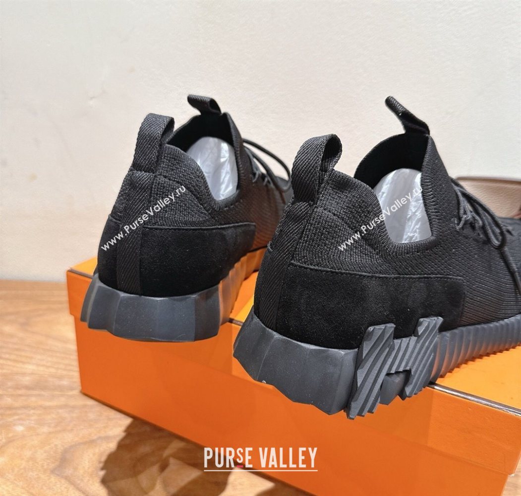 Hermes Lift slip-on sneakers in in knit and suede All Black 2025 H252003 (XC-250708078)