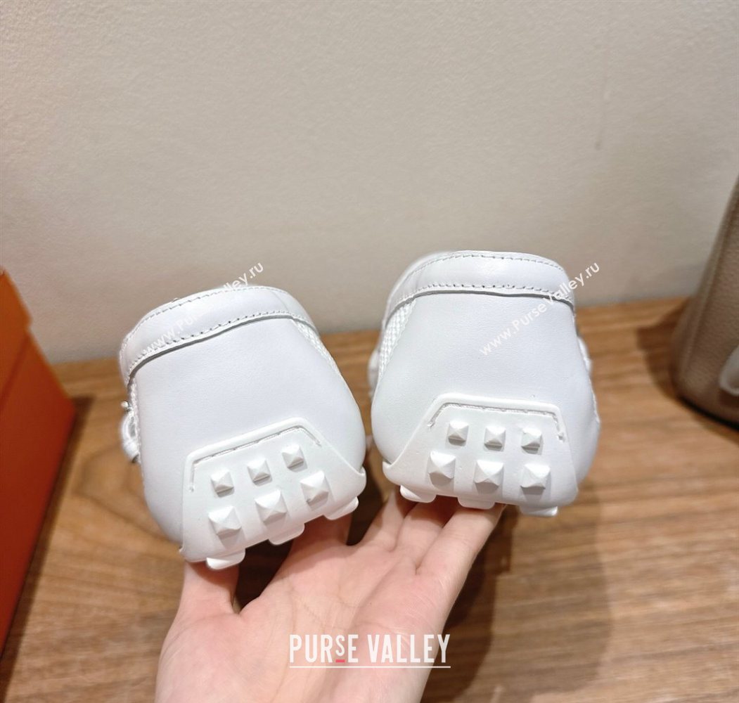 Hermes Kichu Ballet Flats in mesh knit and calfskin White 2025 H251170 (XC-250708089)