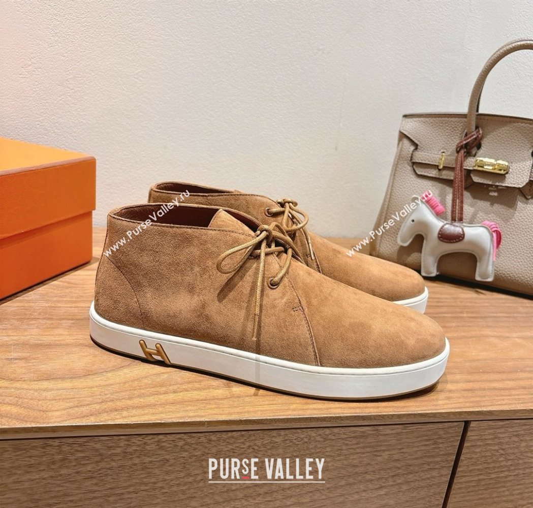 Hermes Klicker Sneakers in Suede Brown 2025 H251921 (XC-250708080)