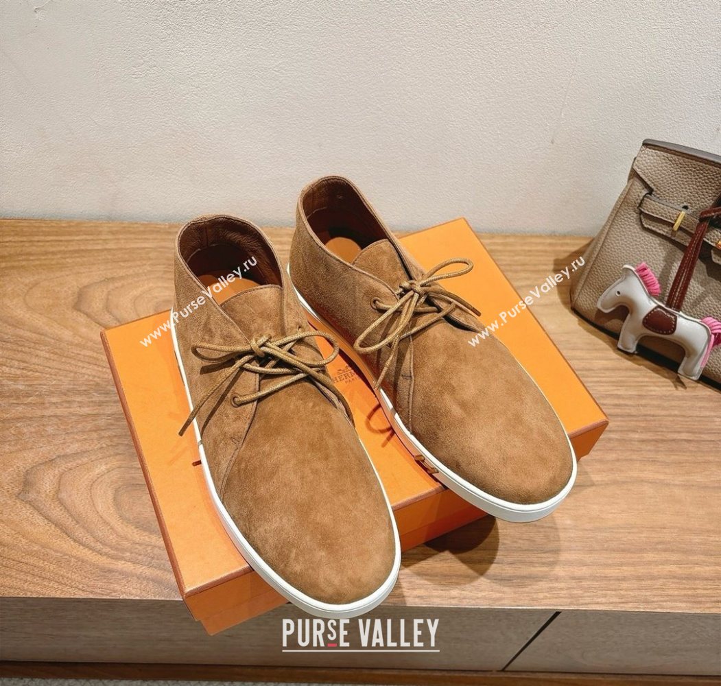 Hermes Klicker Sneakers in Suede Brown 2025 H251921 (XC-250708080)