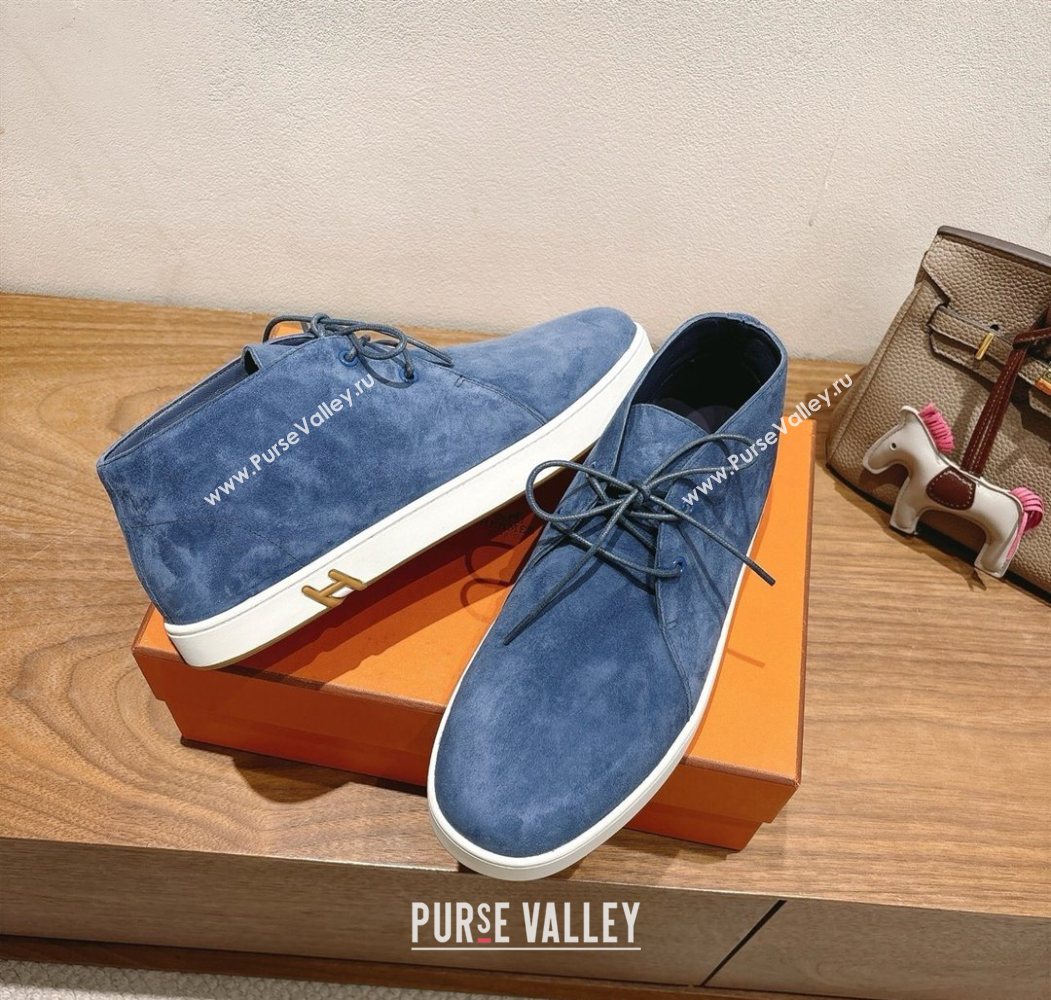 Hermes Klicker Sneakers in Suede Blue 2025 H251921 (XC-250708081)