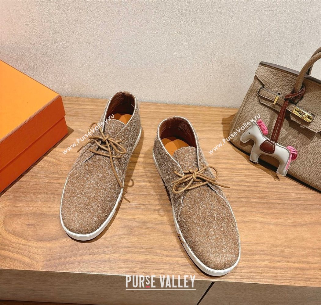 Hermes Klicker Sneakers in Fur Fiber Brown 2025 H251921 (XC-250708083)