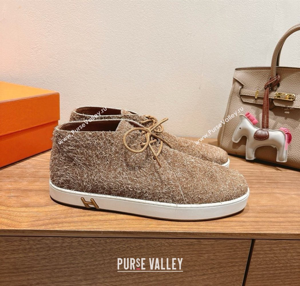 Hermes Klicker Sneakers in Fur Fiber Brown 2025 H251921 (XC-250708083)