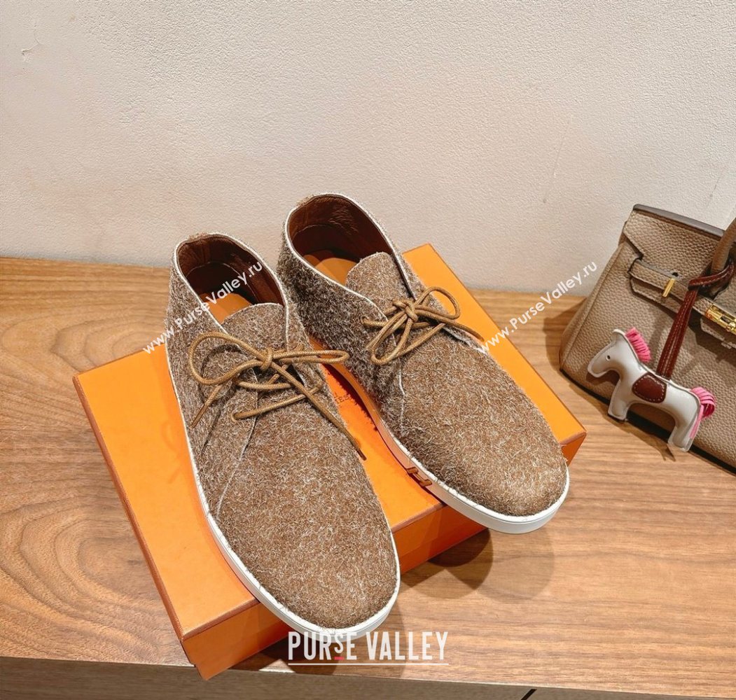 Hermes Klicker Sneakers in Fur Fiber Brown 2025 H251921 (XC-250708083)