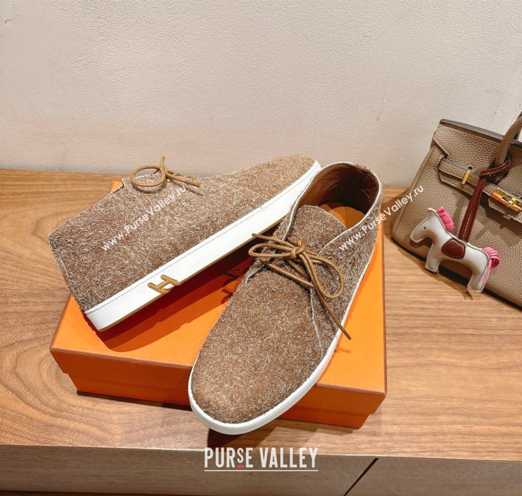 Hermes Klicker Sneakers in Fur Fiber Brown 2025 H251921 (XC-250708083)