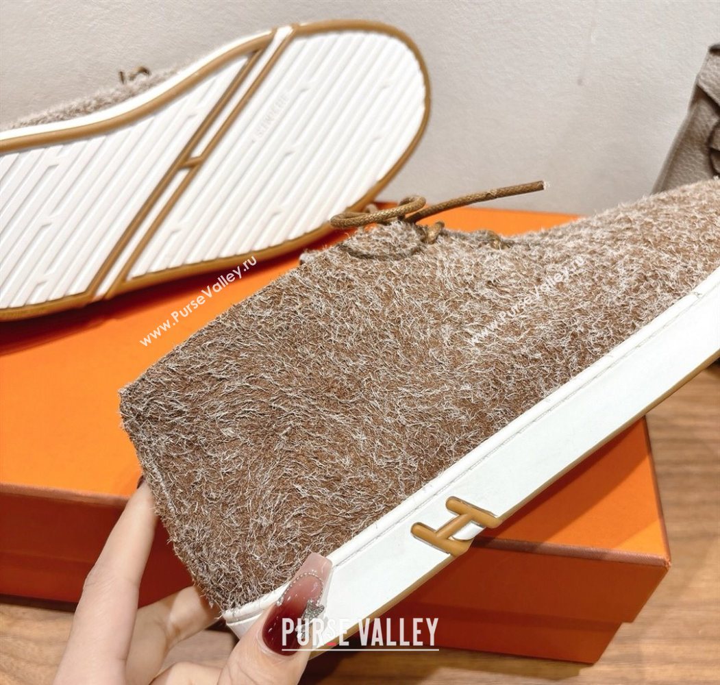 Hermes Klicker Sneakers in Fur Fiber Brown 2025 H251921 (XC-250708083)