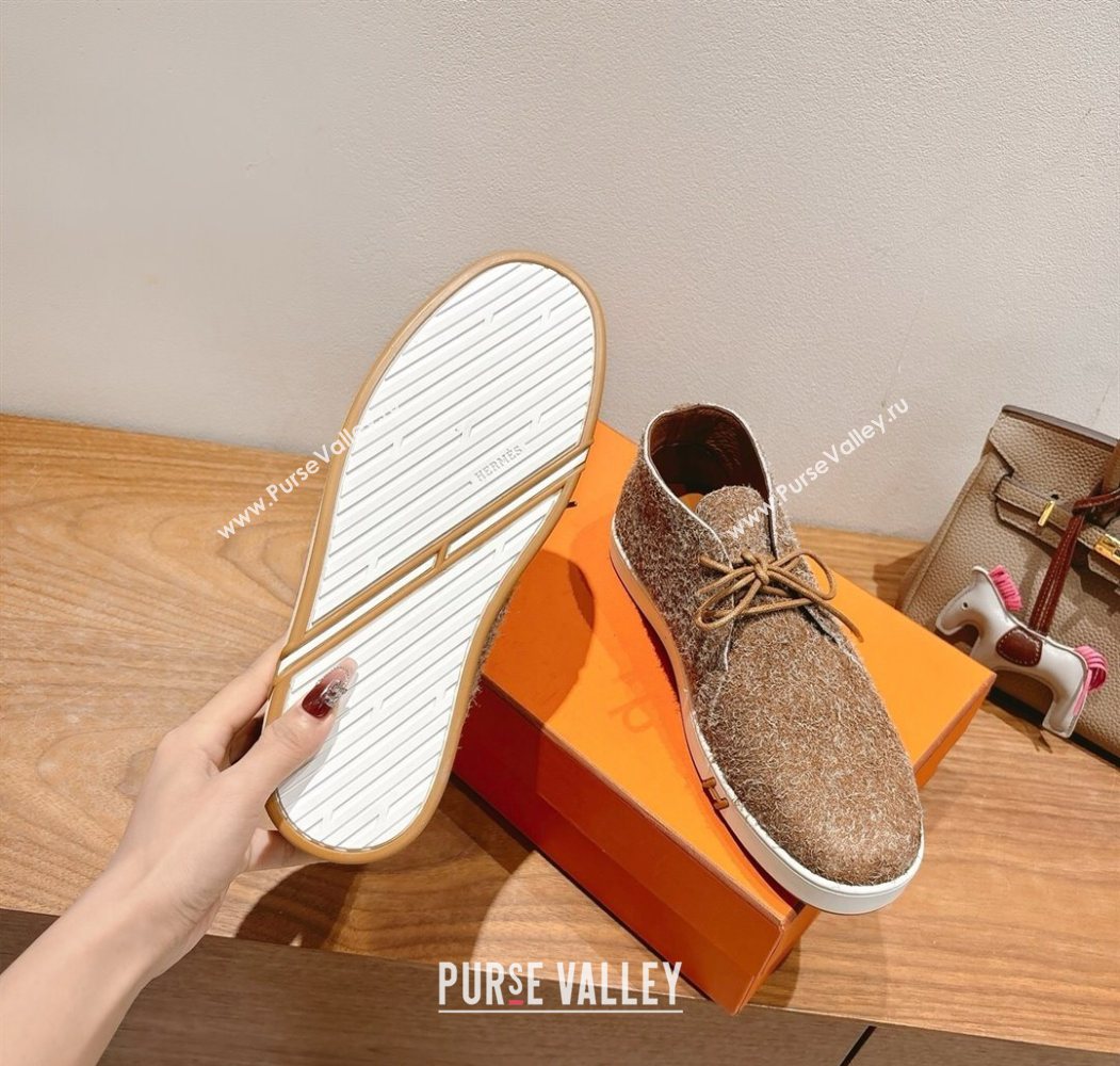 Hermes Klicker Sneakers in Fur Fiber Brown 2025 H251921 (XC-250708083)