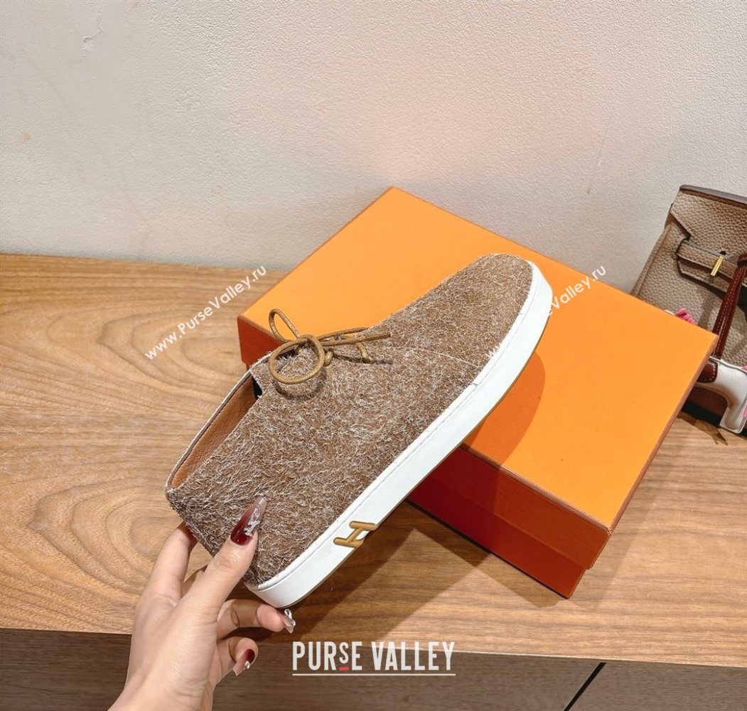 Hermes Klicker Sneakers in Fur Fiber Brown 2025 H251921 (XC-250708083)