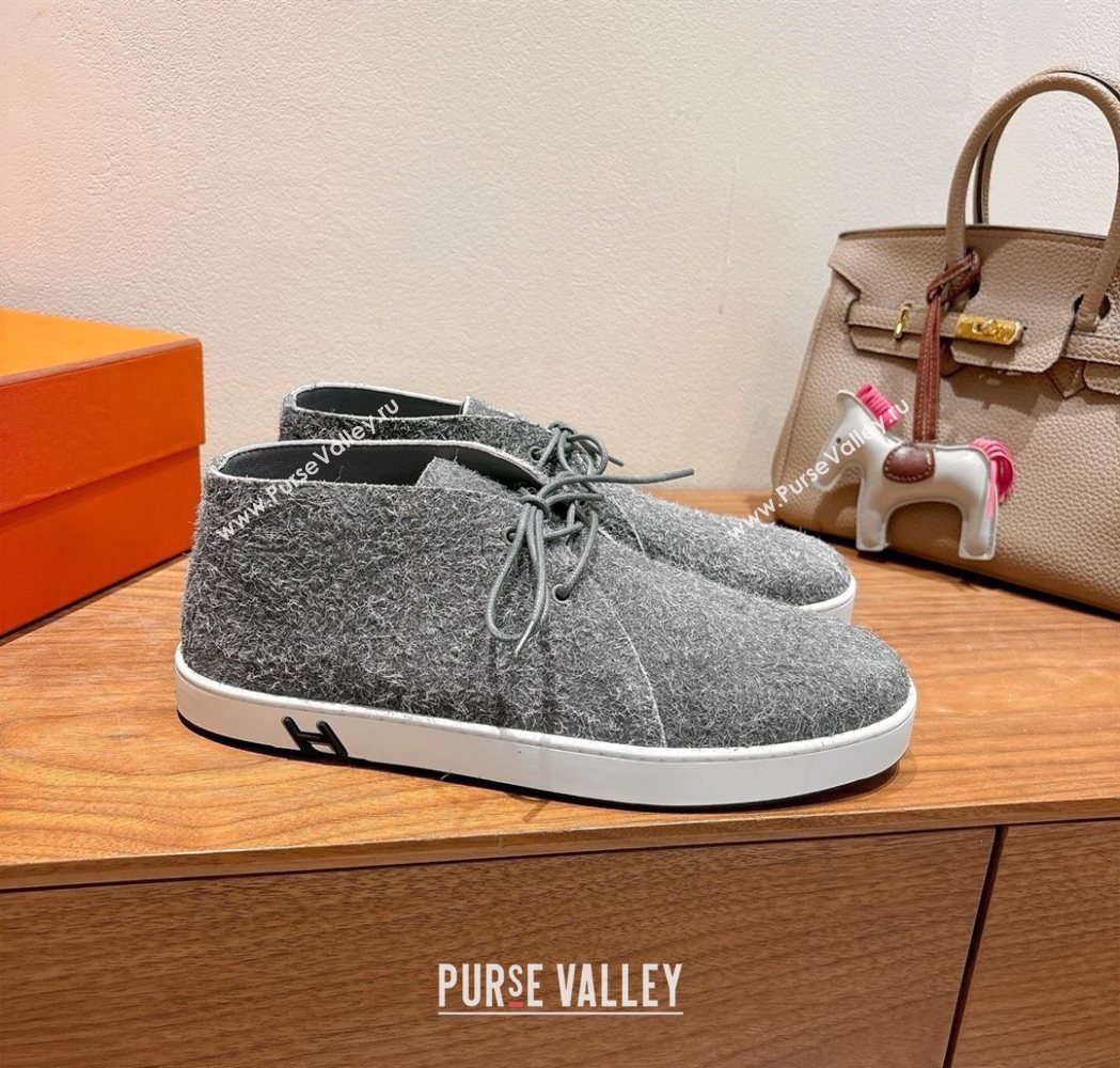 Hermes Klicker Sneakers in Fur Fiber Grey 2025 H251921 (XC-250708084)