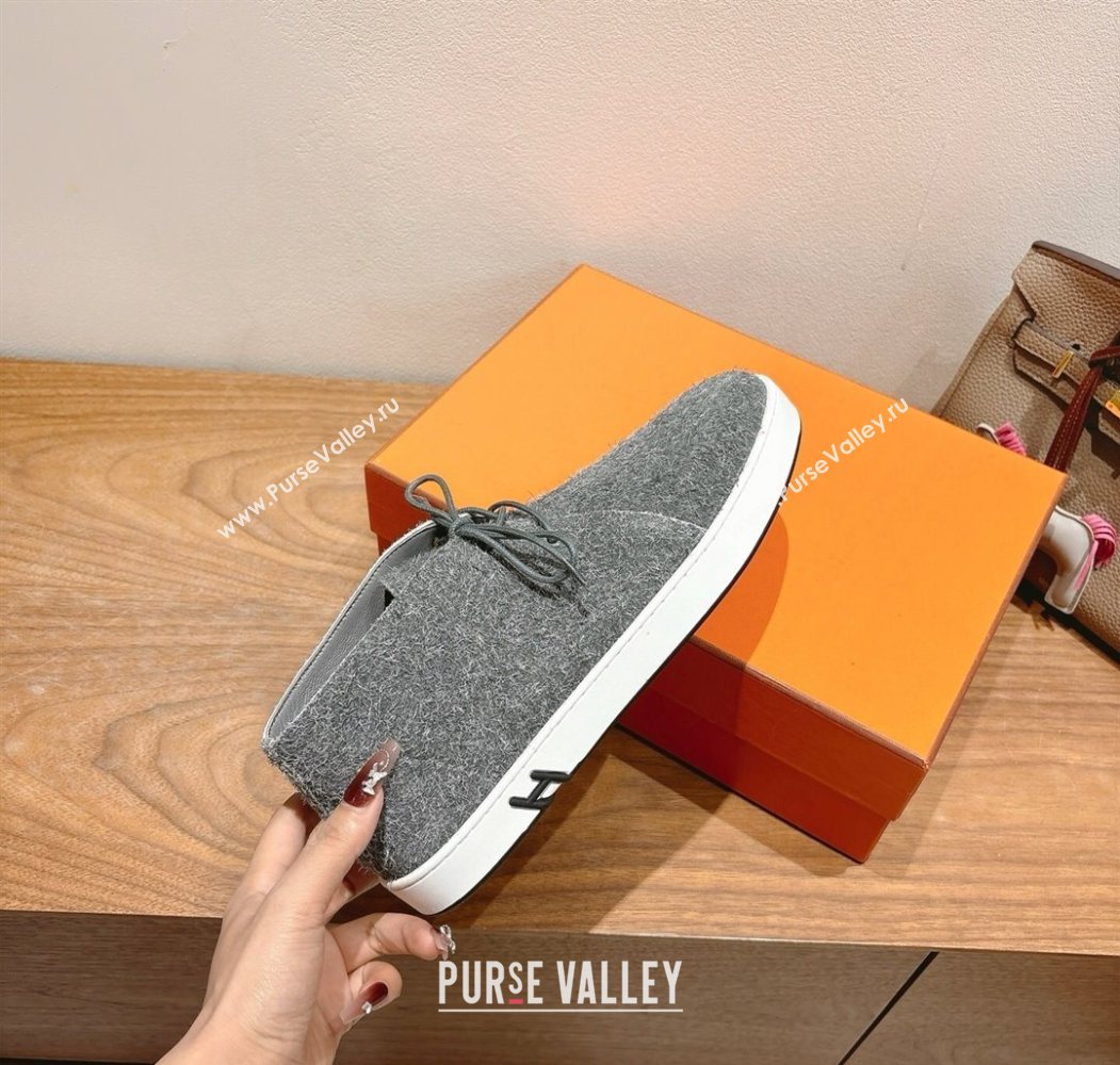 Hermes Klicker Sneakers in Fur Fiber Grey 2025 H251921 (XC-250708084)