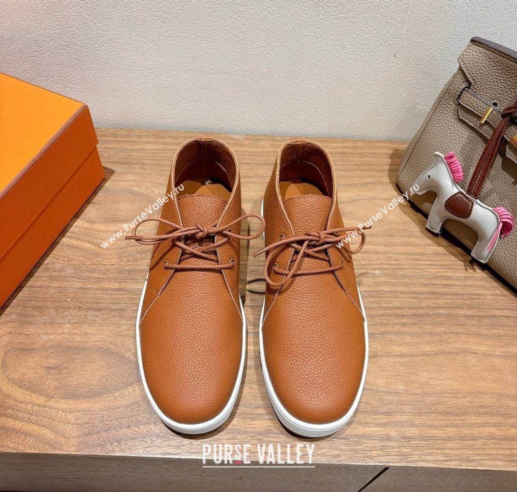 Hermes Klicker Sneakers in Grained Calfskin Brown 2025 H251921 (XC-250708088)