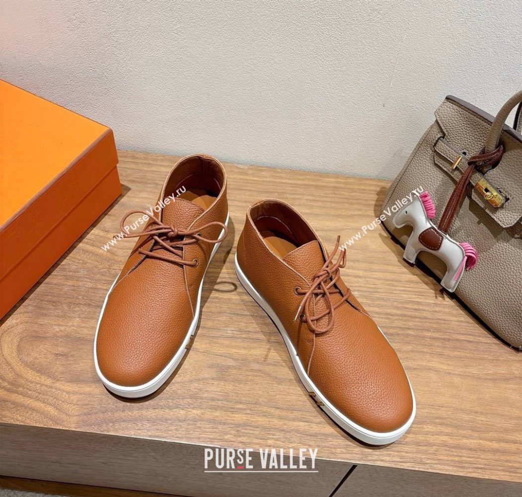 Hermes Klicker Sneakers in Grained Calfskin Brown 2025 H251921 (XC-250708088)