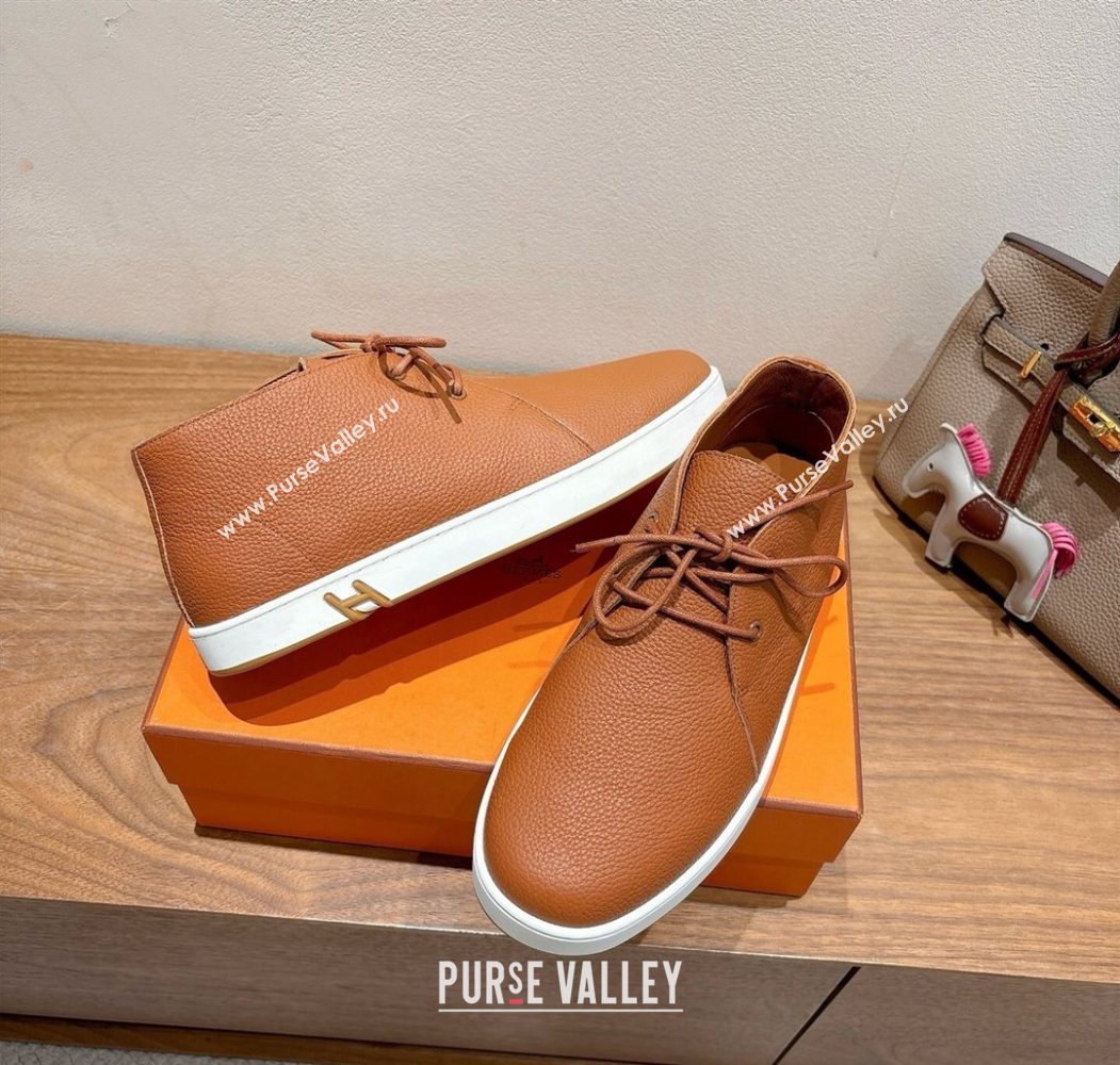 Hermes Klicker Sneakers in Grained Calfskin Brown 2025 H251921 (XC-250708088)