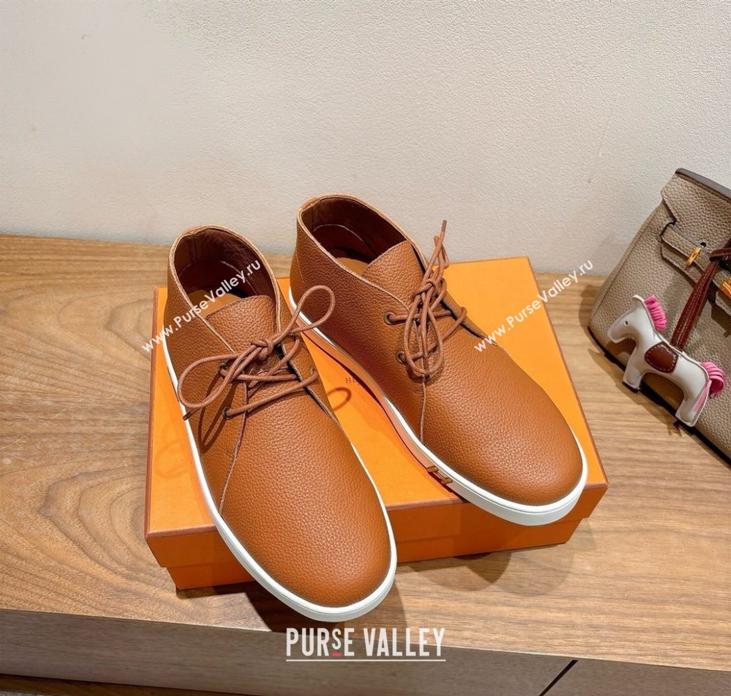 Hermes Klicker Sneakers in Grained Calfskin Brown 2025 H251921 (XC-250708088)