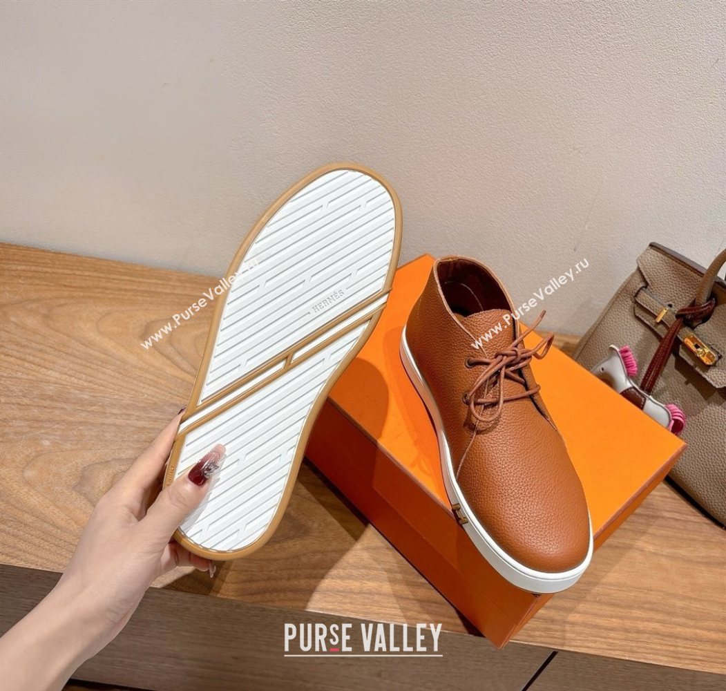 Hermes Klicker Sneakers in Grained Calfskin Brown 2025 H251921 (XC-250708088)