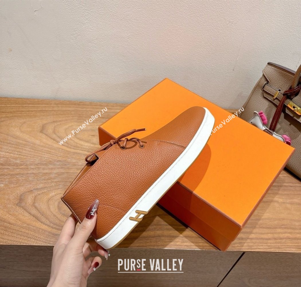 Hermes Klicker Sneakers in Grained Calfskin Brown 2025 H251921 (XC-250708088)