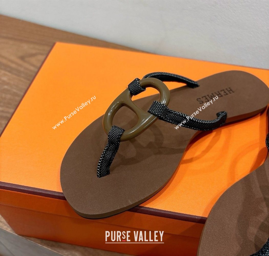 Hermes Chaine dAncre Flat Thong Slides Sandal Brown 2025 H070801 (XC-250708018)