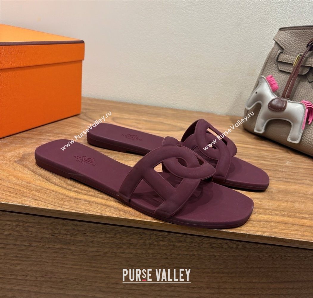 Hermes Chaine dAncre Rubber Flat Thong Slides Sandal Dark Burgundy 2025 H070803 (XC-250708027)