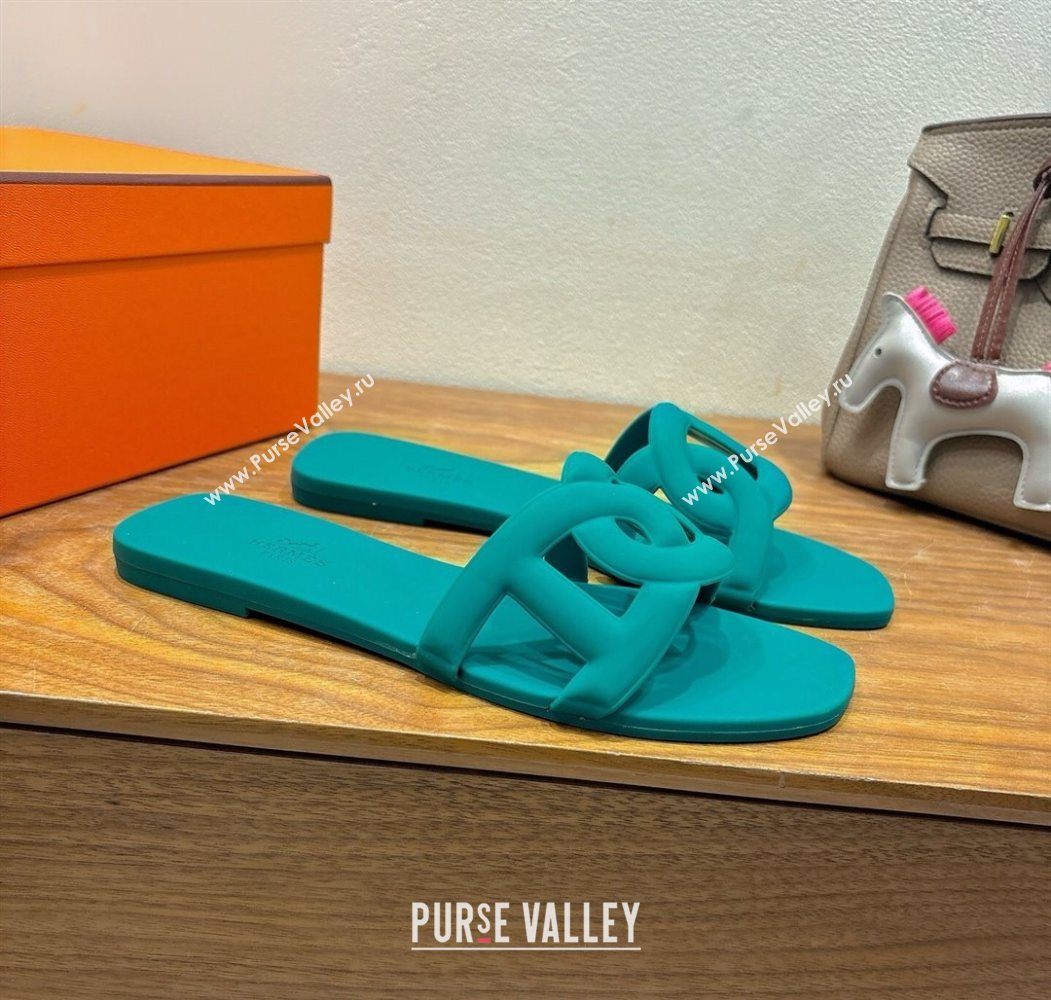 Hermes Chaine dAncre Rubber Flat Thong Slides Sandal Green 2025 H070803 (XC-250708028)