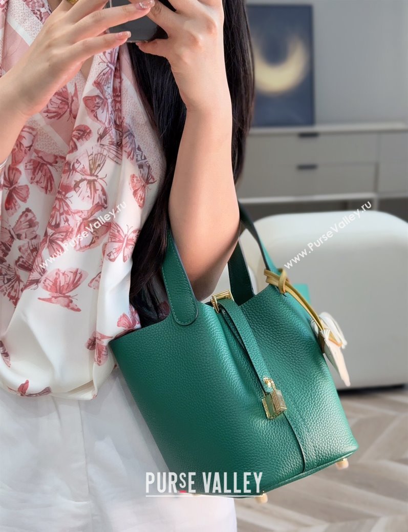 Hermes Picotin Lock Mini Bag 18cm in Togo Calfskin Leather Peacock Green 2025 (FL-250809003)