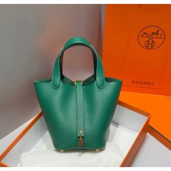 Hermes Picotin Lock Mini Bag 18cm in Togo Calfskin Leather Peacock Green 2025 (FL-250809003)