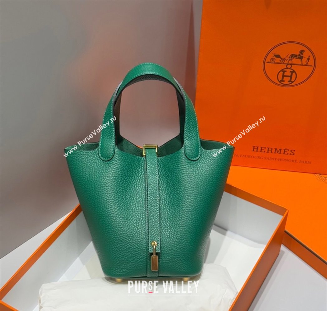 Hermes Picotin Lock Mini Bag 18cm in Togo Calfskin Leather Peacock Green 2025 (FL-250809003)