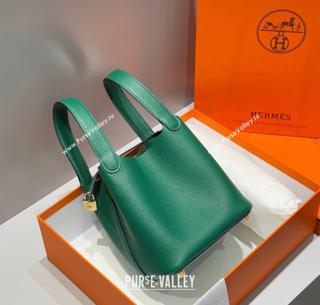 Hermes Picotin Lock Mini Bag 18cm in Togo Calfskin Leather Peacock Green 2025 (FL-250809003)