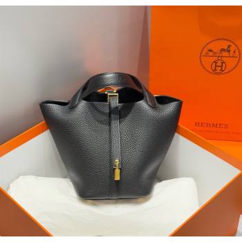 Hermes Picotin Lock Mini Bag 18cm in Togo Calfskin Leather Black/Gold 2025 (FL-250809004)